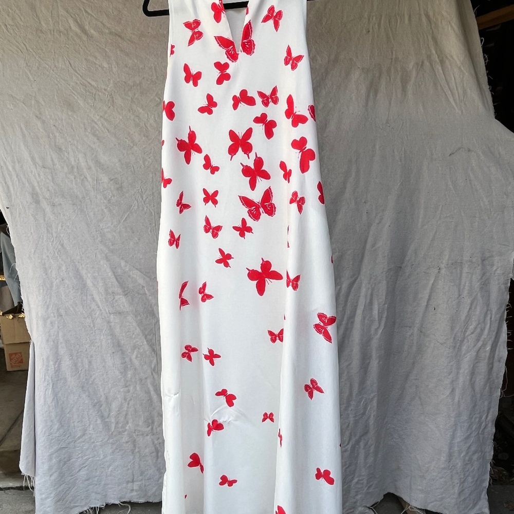 Butterfly print - cotton blend maxi dress